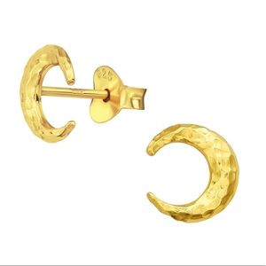925 Sterling Silver Gold Half Moon Earrings